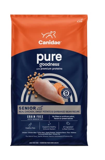 Canidae: PURE Dry Dog Food: Grain Free Chicken, Sweet Potato and Garbanzo Bean Recipe for Senior Dogs
food bag