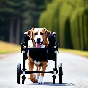 dog in a wheel chair, 