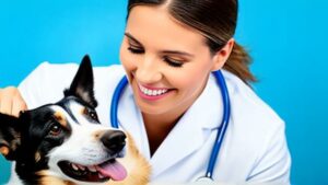 vet examining senior dog. Senior dog health issues