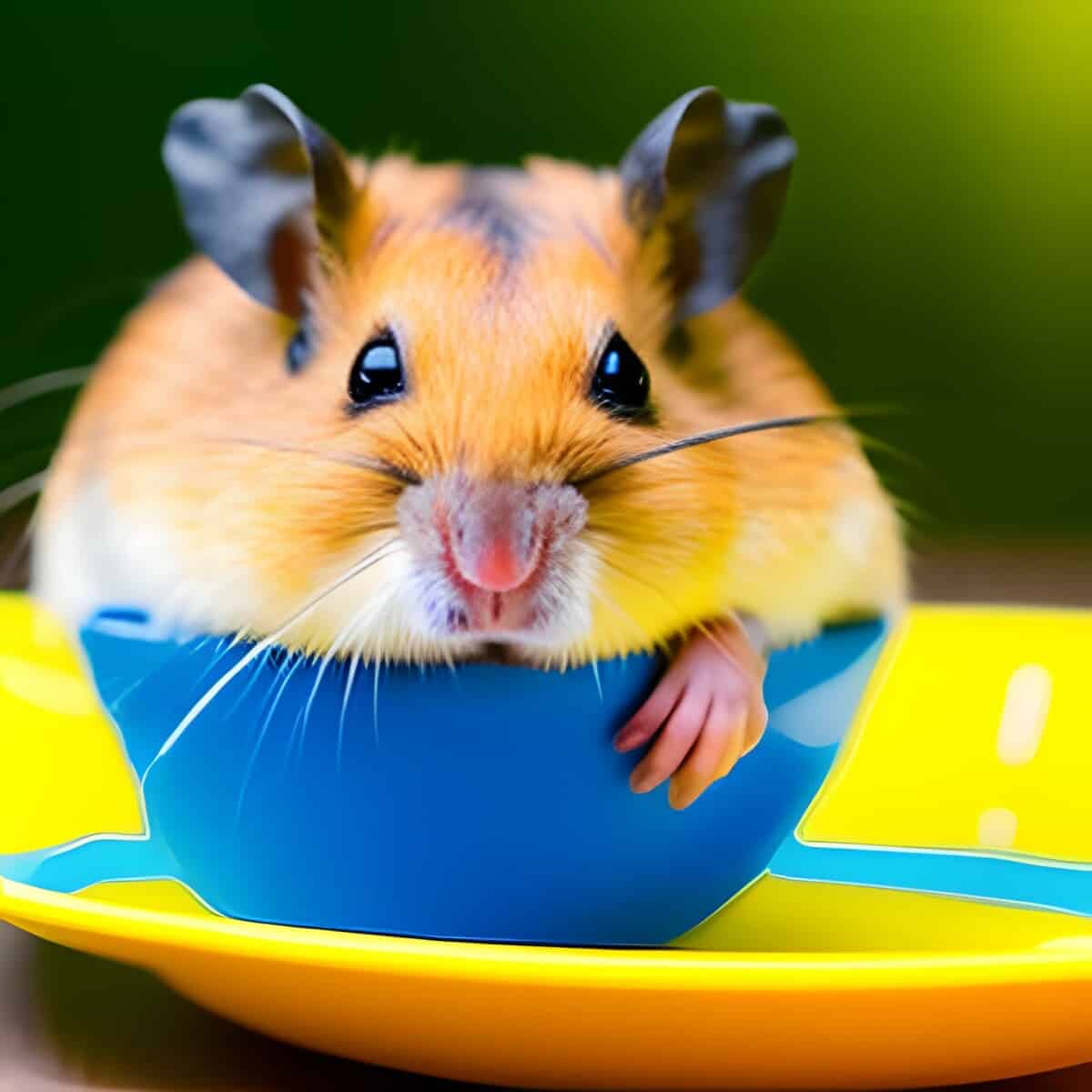 senior hamster in a cup